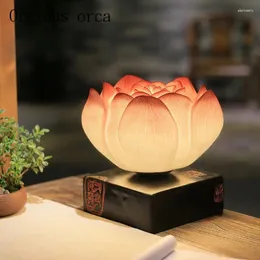 Lampy stołowe Kreatywne chińskie sztuka retro lotos lampa salonu nocna sypialnia ciepła dekoracja