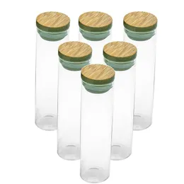 30x100 mm 50 ml Glasflasche mit Bambuskappe hohe Borosilikat -Gläser Bambusglycyrrhiza Süßigkeiten Food Grade Seal Fläschchen aooen