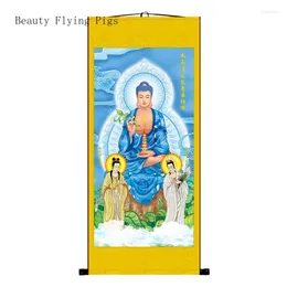 Decorative Figurines Chinese Style Silk Cloth Without Master Tathagata Buddha Bodhisattva Home Decoration Scroll Feng Shui People