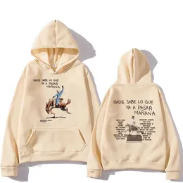 メンズパーカースウェットシャツバッドウサギリップパーカーアルバムNadie Sabe Lo Que Va Pasar Manana Sweatshirt Mens/Womens Hip Hop Coourth Winter Wool Hoodiel2405