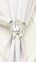 Heartshaped Wedding Napkin Ring Metal Silver Color Napkin Buckle Valentines Day WeddingDinner Parties Table Decor Napkins Holder9259800