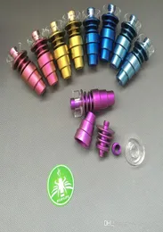 Titanium Nail Rainbow Colorful Dabber Tool With Quartz Dish 10mm 14mm18mm Male Female 6 In 1 Domeless GR2 Titanium Nails for Wate2880759