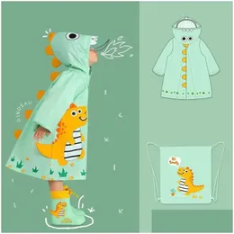 Regenmantel Regenmantel Kinder wasserdicht 1-10 Jahre Jungen Mädchen Regenjacken Cartoon Babymantel Outfits Dinosaurier süße Regenbekleidung Kleidung Drop Dhler