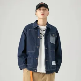 Denimjackor man japansk skarvad jeansrock för män vintage höstkorea lös vinter ytterkläder designer märkt snabb Delvery 240514