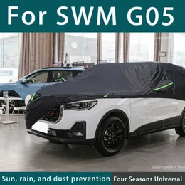 SWM G05 210Tフルカーカバー屋外UV日焼け防止および雪の保護カーカバーブラックT240509に適した車のカバー