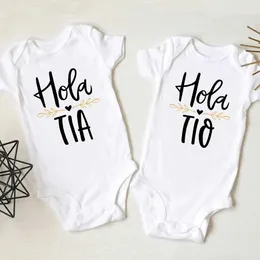 Rompers Hola tio Tia Pregnancy announces baby tight fitting clothes baby clothing casual clothing new uncle pregnancy giftL2405