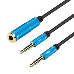 3,5 mm Jack Microphone Headset Audio Splitter Aux Extension Kabel Kabel till 2 manliga hörlurar för telefonens datoradaptrar