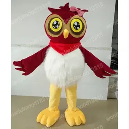 2024 Performance Red Owl Mascot Bird Mascot Costumes desenho animado Carnival Hallowen Performance Unissex Fancy Games Roupe