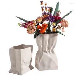 Vasen weiße Keramik Vase Art Ornamente Wohnzimmer Blumenarrangement Dekoration Bausteine Shop
