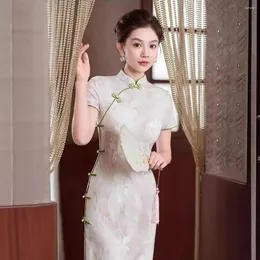 エスニック服の夏の改善若い女の子レトロセクシーなエレガントな長いチョンサム中国スタイルのイブニングウェディングドレスQipao for Women Party