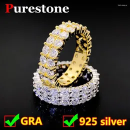 Anelli a cluster Diamond moissanite a doppia fila per donne anello elegante originale 925 gioielli in argento sterling femminile