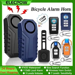 Alarm systems Elecpow Bike Burglar alarm remote control waterproof electric bicycle anti-theft alarm horn 113dB vibration sensor WX
