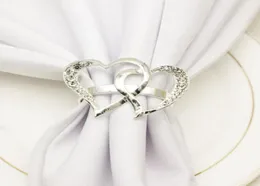 Heartshaped Wedding Napkin Ring Metal Silver Color Napkin Buckle Valentines Day WeddingDinner Parties Table Decor Napkins Holder2707004