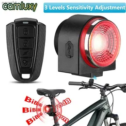 アラームシステムCamluxy Intelligent Bicycle Alarm Anti-Theft Tail Light Brake Sensor Light 115DBワイヤレスリモートコントロール強盗自転車ライトホーンWX