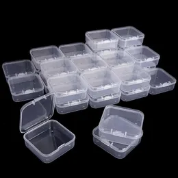 Ящики для хранения мусорные банки 2 размера прозрачная маленькая контейнерная пластиковая квадратная коробка для хранения бусин используется для организации оптом из ювелирных досок для бусинок, S24513