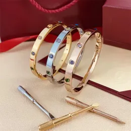 Bracciale da bracciale da bracciale da uomo di pietra colorata di lusso da donna 10 braccialetti a vite di pietra per amante 316l bes di unghie in acciaio in titanio