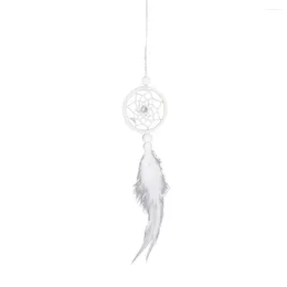 Estatuetas decorativas elegantes pendentes de apanhador de sonho de penas - White Home Wall Hanging Acessório de interiores de adorno