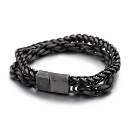 Punk Rock Vintage Matte 316 Stal nierdzewna podwójna warstwowa łańcuch łącza Bracelets Men039s Bransoletka Bransoletowa Bransoletka Bransoletka Bransoletka 3511915