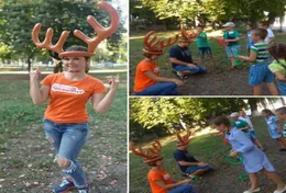 1set Inflatable Santa Funny Reindeer Antler Hat Ring Toss Christmas Holiday Party Game Christmas Outdoor Inflated Toys Supplies7583597