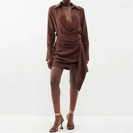Abiti casual eleganti e carini femminile 2024 primaverila asimmetrica Slim Slim Long Skirt Skirt a Vesto Vesto a manico