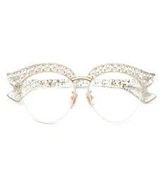 Cubojue Cat Eye Pearl Women Okulary przezroczyste soczewki Przezroczyste modne okulary okulary Kobieta pół ramy spektakles Panie Panie 99981697