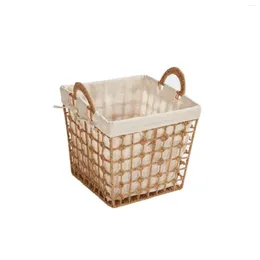 Laundry Bags Handmade Rattan Woven Basket Storage Toy Snack Fabric Canvas Hamper Cart