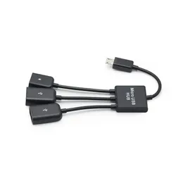 2024 Newest 3 in 1 Micro USB Type C HUB Male to Female Double USB 2.0 Host OTG Adapter Cable For Smartphone Computer Tablet 3 Portfor Smartphone Tablet Cable