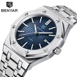 Wristwatches BENYAR 5156 Men's Quartz Watches And B Top Brand Fashion Simple Waterproof Night Glow Date Watch For Men