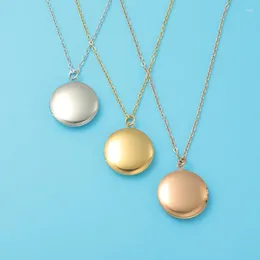 Party Favor Mirror Stainless Steel Smooth Glossy Round Picture Box Necklace Can Be Made Open Po Geometric 45cm