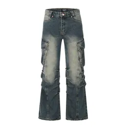 Mens Plus Size Pants Washed Baggy Jeans Uni Straight Casual Denim Trousers Drop Delivery Apparel Otlvu