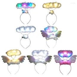 Zapasy imprezowe delikatne świetliste anielskie skrzydło do włosów opaski świąteczne opaskę na głowę halos dla kobiet występy dziewcząt