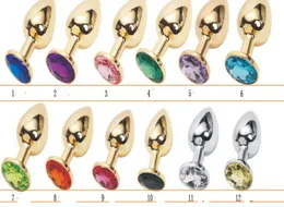 Gold Metal Mini Anal Toys Butt Plug Booty Beads Sex Toy rostfritt stål Kristallsmycken Sexleksaker 8234mm Medium Size3098631