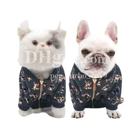 Designer Haustierhundmantel Trendy Branddruckjacke für Katzenhund Französisch Bulldoggen Bichon Haustierhund Cool Outerwears