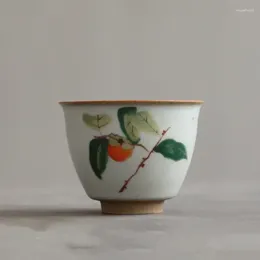 찻잔 부티크 루 킬른 세라믹 찻잔 여행 명상 컵 손으로 칠한 꽃 패턴 그릇 마스터 세트 액세서리