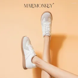 Casual Shoes MALEMONKEY Sport Shose Women Leather 2024 Summer Fashion Trendy Sneaker Height Increasing Daily Ladies Footwear