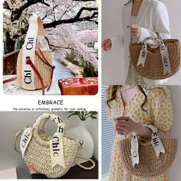 Бесплатная доставка соломенная сумка пляжные сумки Chloa Woody Designer Designer Bag Роскошная сумочка вязание крючко