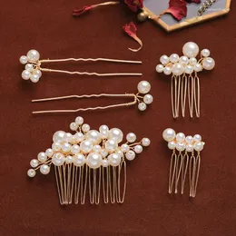 Hair Clips Luxury Pearl Comb Clip Hairpin Conjunto para mulheres Bride Bridal Wedding Acessories Jóias