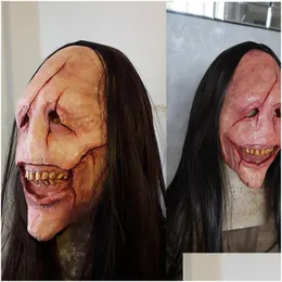 Party Masks Terror Långt hår Evil Mask Halloween Costume Women Men adt Ghost Haunted House Props 230824 Drop Delivery Home Garden Fe Dhphs