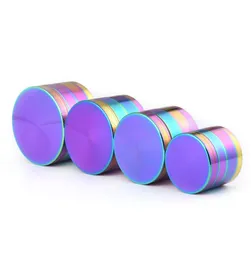 Rainbow Color Zinc Alloy Herb Grinder 4 Layer 40mm 50mm 55mm 63mm Ice Blue Metal Tobacco Grinder Spice Crusher Smoking Accessories7763136