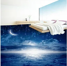 Tapeten Wallpaper 3D PVC Floor Tapete Romantische Nachthimmel Fantasy -Raum Stereoskopische Fliesen Gemälde