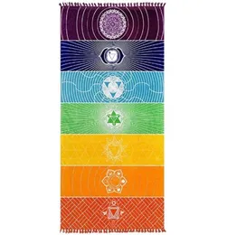 JLN Yoga Mat Tapestry Rainbow 7 Chakra Stripes Seven Chakra Sarongos de praia Towel Summer Wall Holding Mandala Blanket Travel SunScre5027582