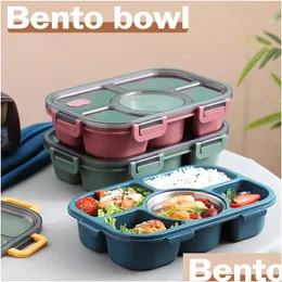 Lunch Boxes Microwave Divided Plate Box com 5 compartimentos de caixa portátil bande