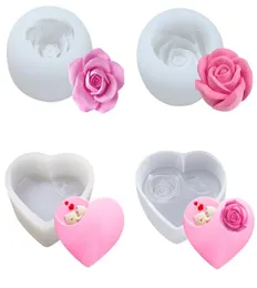 Flower Silicone Mold Rose Chocolate Mousse Cake Mold Ice Ball Heart Form Handmased Soap Candle Making Tool3295594