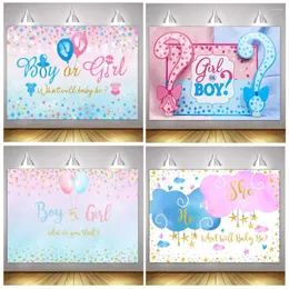 Party Decoration Kön avslöja bakgrundspojke eller tjejbakgrund Blue Pink Vad kommer Baby Be Banner Shower