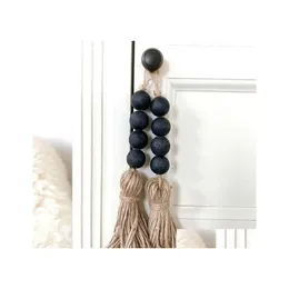 Väggdekor Tassle bondgård pärlor naturlig träpärla girland modern bohemian der knopp med jute tassel m2998 droppleverans baby barn ma otmfz