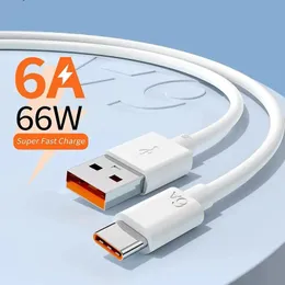 USB typ typu C Cord kabla 6A 66W 1m/1,5 m/2m szybka ładowarka do szybkiego ładowania dla Huawei Mate 40 50 Xiaomi 11 10 Pro Oppo R17