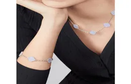 Colares de moda de grife luxuria de jóias de trevo de quatro folhas conjuntos de jóias para mulheres colares e pulseiras 5 meses de presente manchas3445046