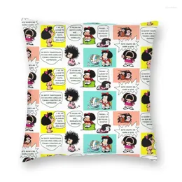 Kudde manga quino mafalda cover 40x40 hem dekorativ 3d tryckning kawaii tecknad kast för vardagsrum dubbelsidan