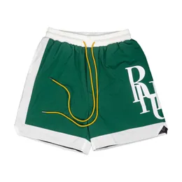 Rhude Shorts Luxury Brand Men Fashion Original Design Hip Hop Cotton Высококачественная короткая классическая винтажная уличная одежда летние повседневные короткие брюки шаг
