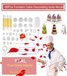 NOWOŚĆ 68PCS Cake Baking Cookie Forma Fondant Sugar Craft Craft Plunieg Plecking Plece Narzędzia do dekoracji wzorów kwiatowych